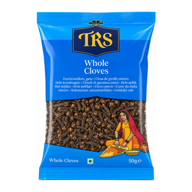 Whole Cloves by TRS — front view showing product label and branding, studio product photo on white background