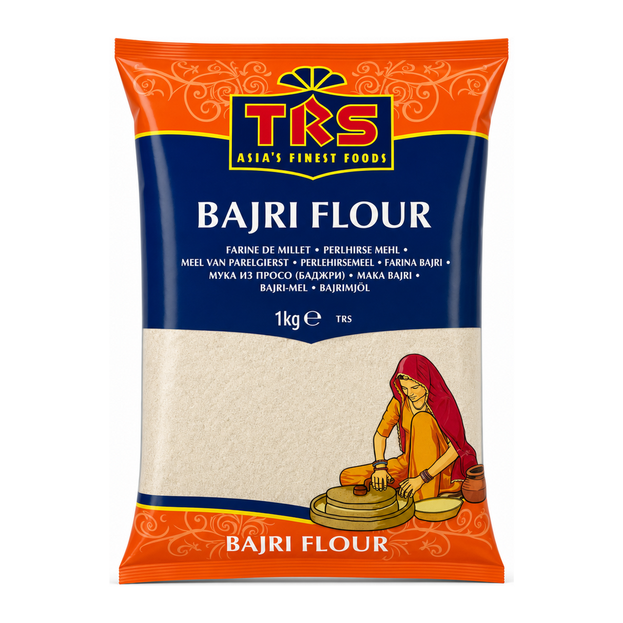 Bajri Flour by TRS — front view showing product label and branding, studio product photo on white background