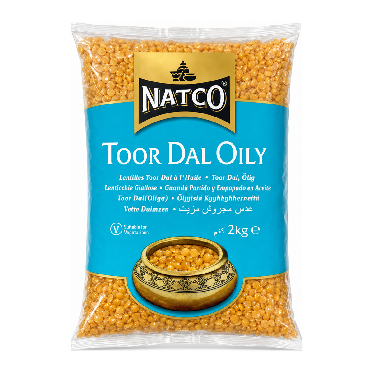 Natco Toor Dal Oily 2kg by Natco — front view showing product label and branding, studio product photo on white background