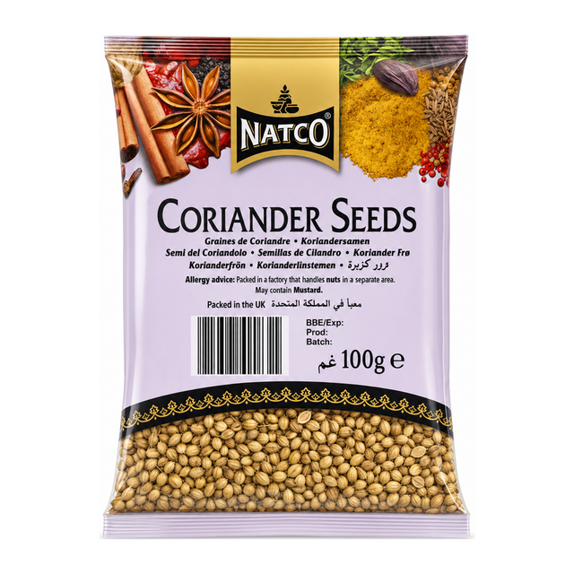 Natco Coriander Seeds 100g by Natco — front view showing product label and branding, studio product photo on white background