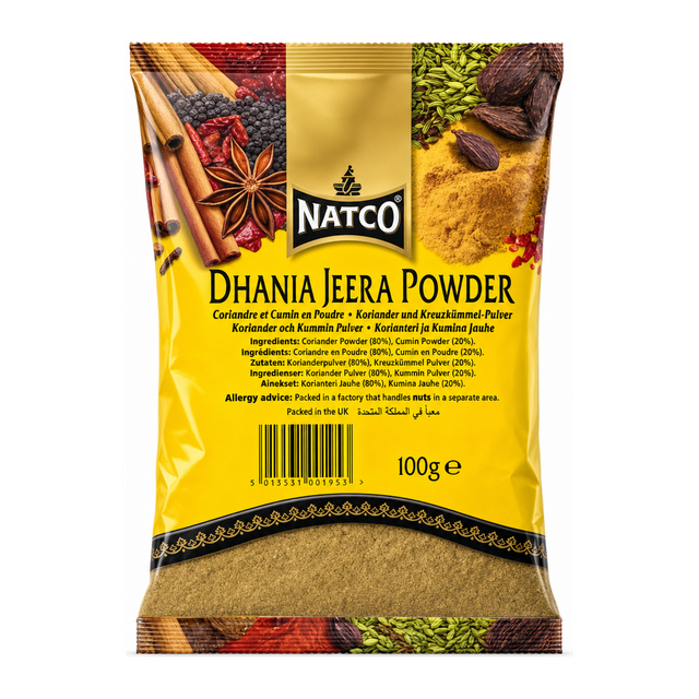 Natco Dhania Jeera Powder 100g by Natco — front view showing product label and branding, studio product photo on white background