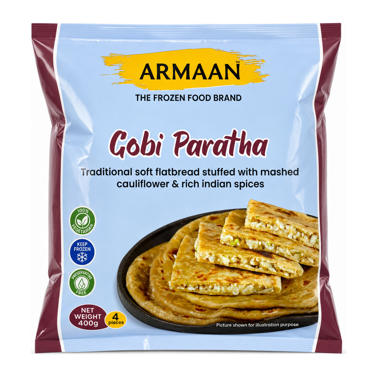 Armaan Gobi Paratha 400g by Armaan — front view showing product label and branding, studio product photo on white background