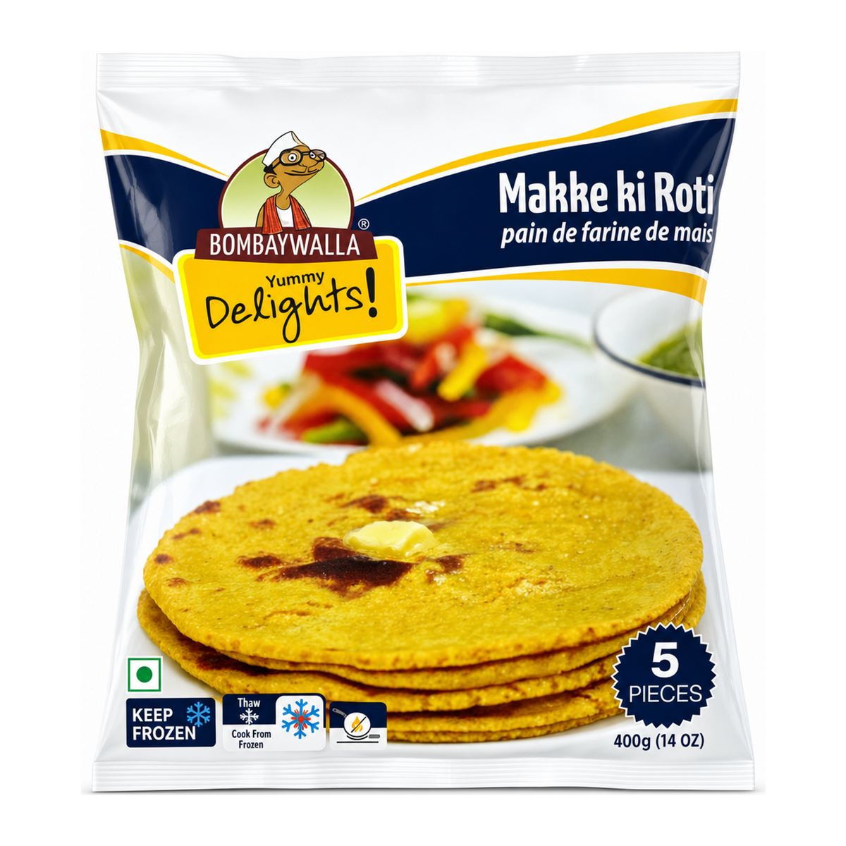 Bombaywalla Makke ki Roti 5 Pieces by Bombaywalla — front view showing product label and branding, studio product photo on white background