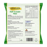 Armaan Chilli Coriander Naan by Armaan — back view showing ingredients and product details, studio product photo on white background
