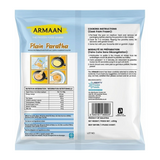 Armaan Plain Paratha 5 Pieces by Armaan — back view showing ingredients and product details, studio product photo on white background