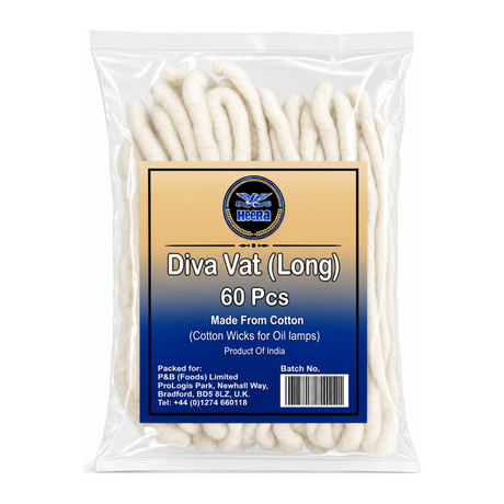 Heera Diva Vat (Long) 60 Pcs by Heera — front view showing product label and branding, studio product photo on white background