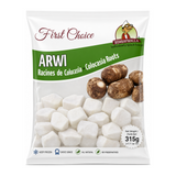 Bombaywalla Arwi Colocasia Roots Individually Quick Frozen by Bombaywalla — front view showing product label and branding, studio product photo on white background