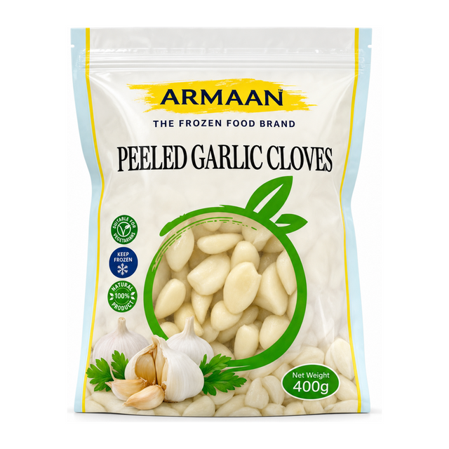 Armaan Peeled Garlic Cloves 400g by Armaan — front view showing product label and branding, studio product photo on white background