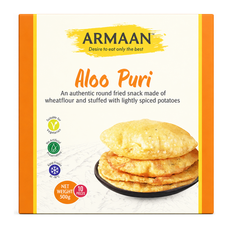 Armaan Aloo Puri 10 Pieces by Armaan — front view showing product label and branding, studio product photo on white background