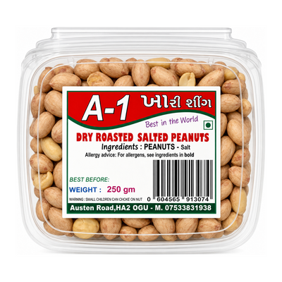 A-1 Dry Roasted Salted Peanuts by A-1 — front view showing product label and branding, studio product photo on white background