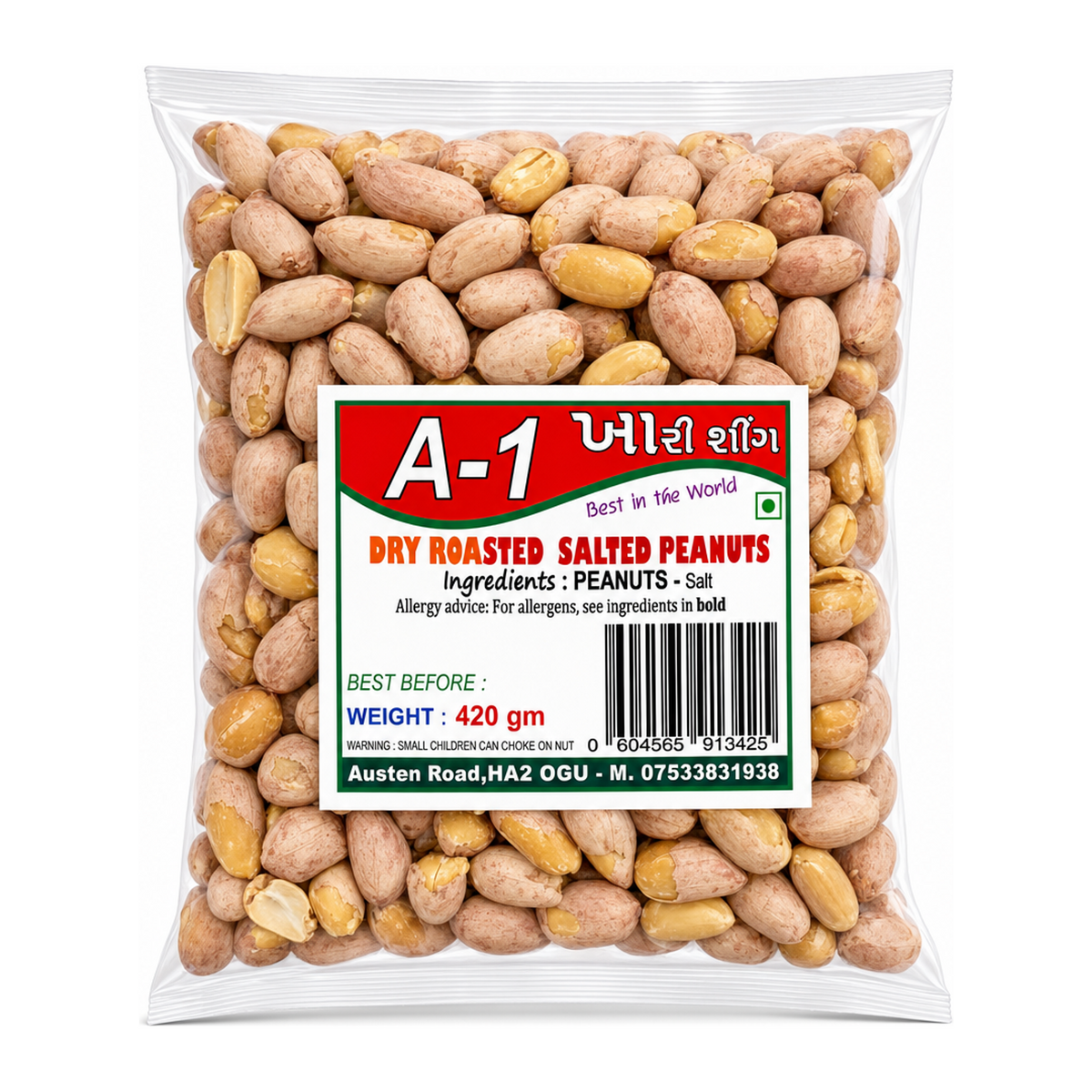 A-1 Dry roasted salted peanuts by A-1 — front view showing product label and branding, studio product photo on white background