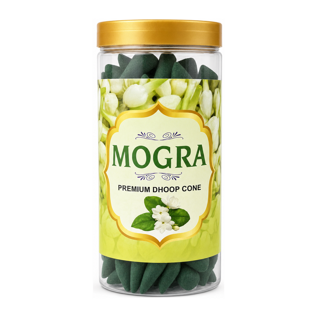 Premium Dhoop Cone Mogra by Zigma — front view showing product label and branding, studio product photo on white background